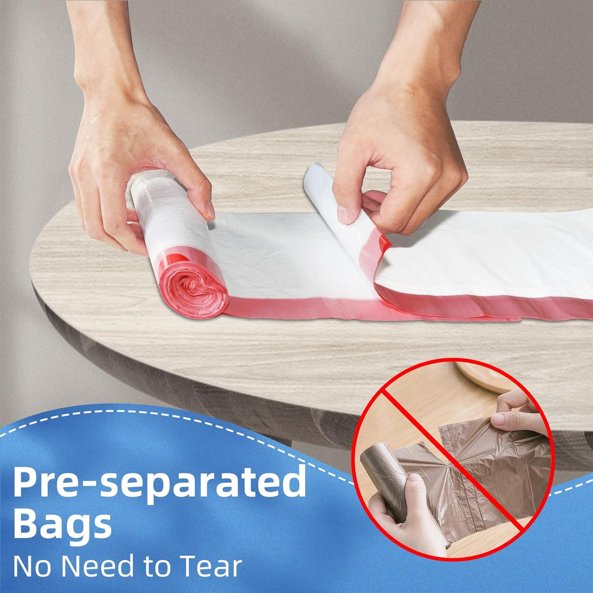 13.2 Gallon Tall Kitchen Drawstring Trash Bags, 120 Count Pre-separated Garbage Bags, Unscented