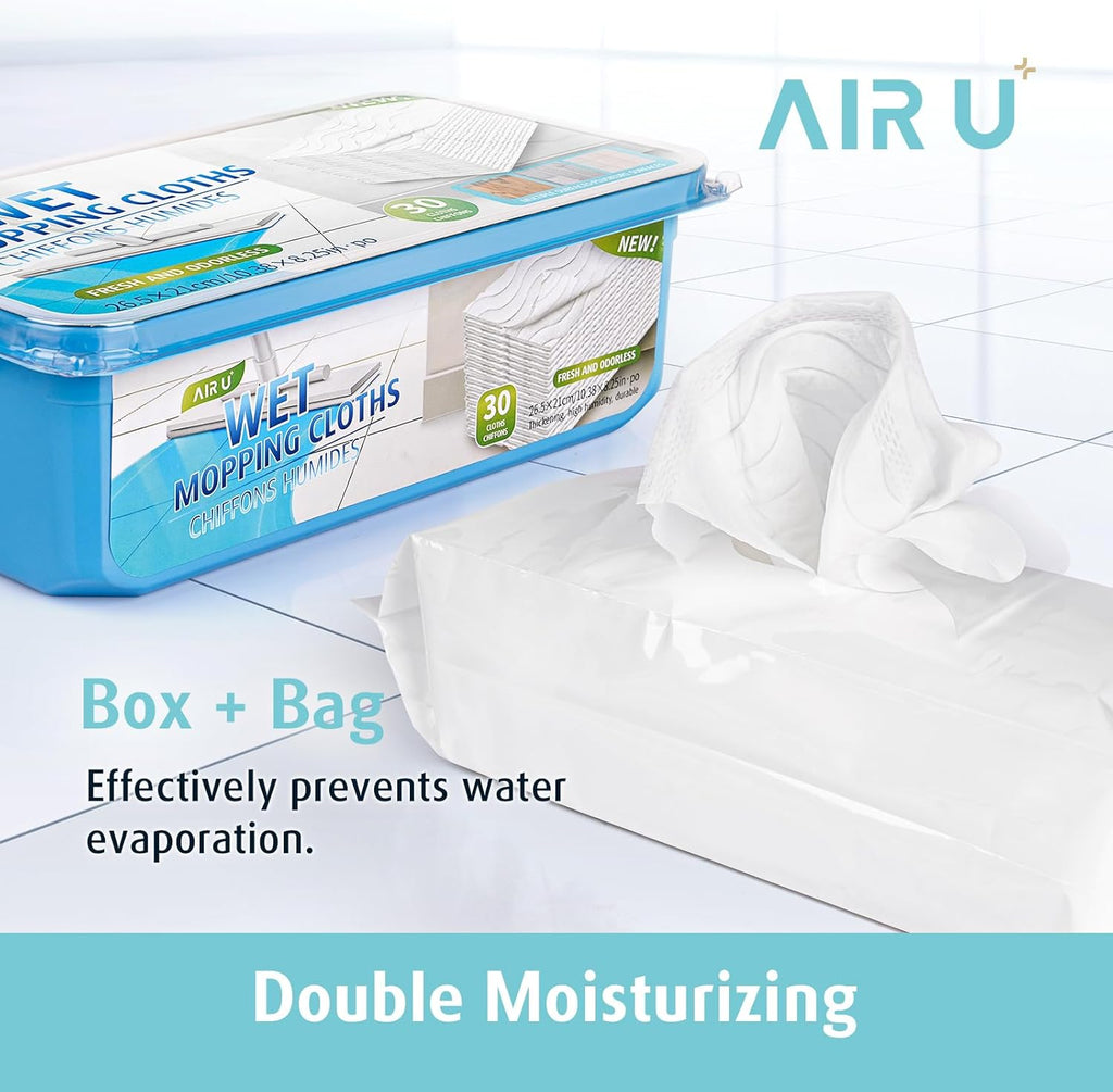 AIR U+ Wet Pads Refill for Swiffer Sweeper Wet Mopping Cloth, Unscented Disposable Floor Cleaning