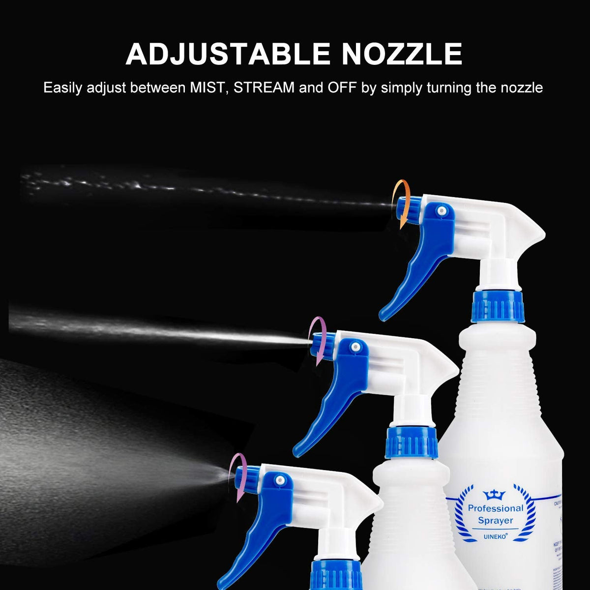 Plastic Spray Bottle 2 Pack, 32 Oz, All-Purpose Heavy Duty Spraying Bottles Leak Proof Mist Empty