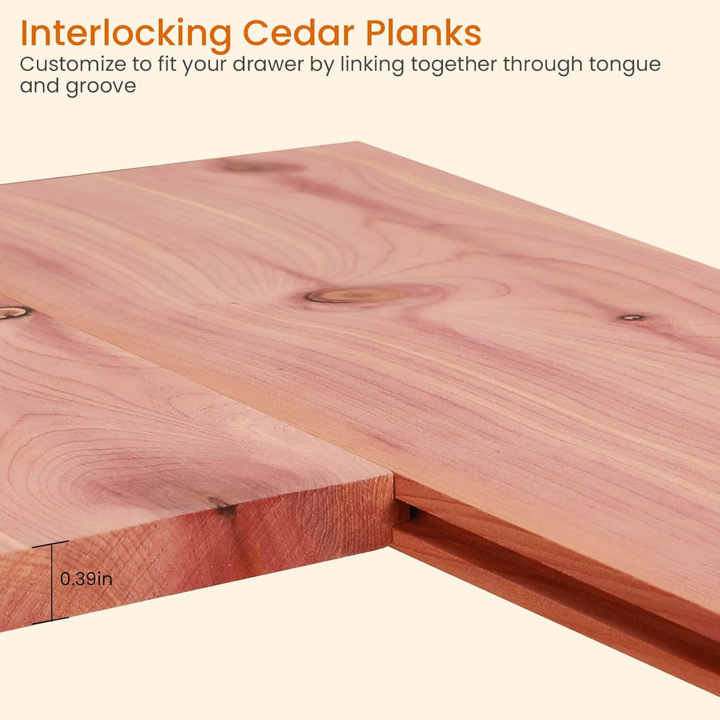 Homode Cedar Closet Liner Planks, Set of 8 Drawer Liners, Tongue and Groove, Aromatic Cedar Wood