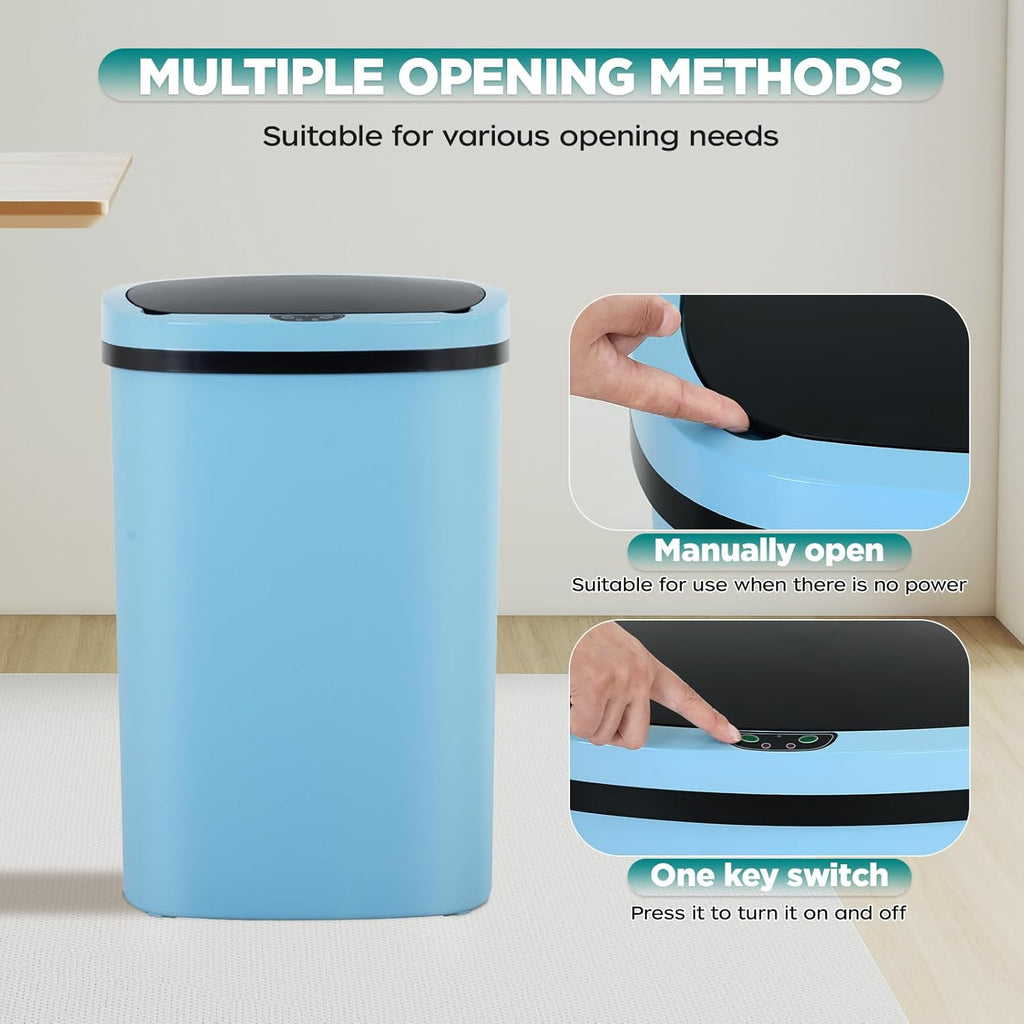 Automatic Motion Sensor Bathroom Trash Can with Lid, 13 Gallon Touchless Trash Bin, Smart Dog Proof