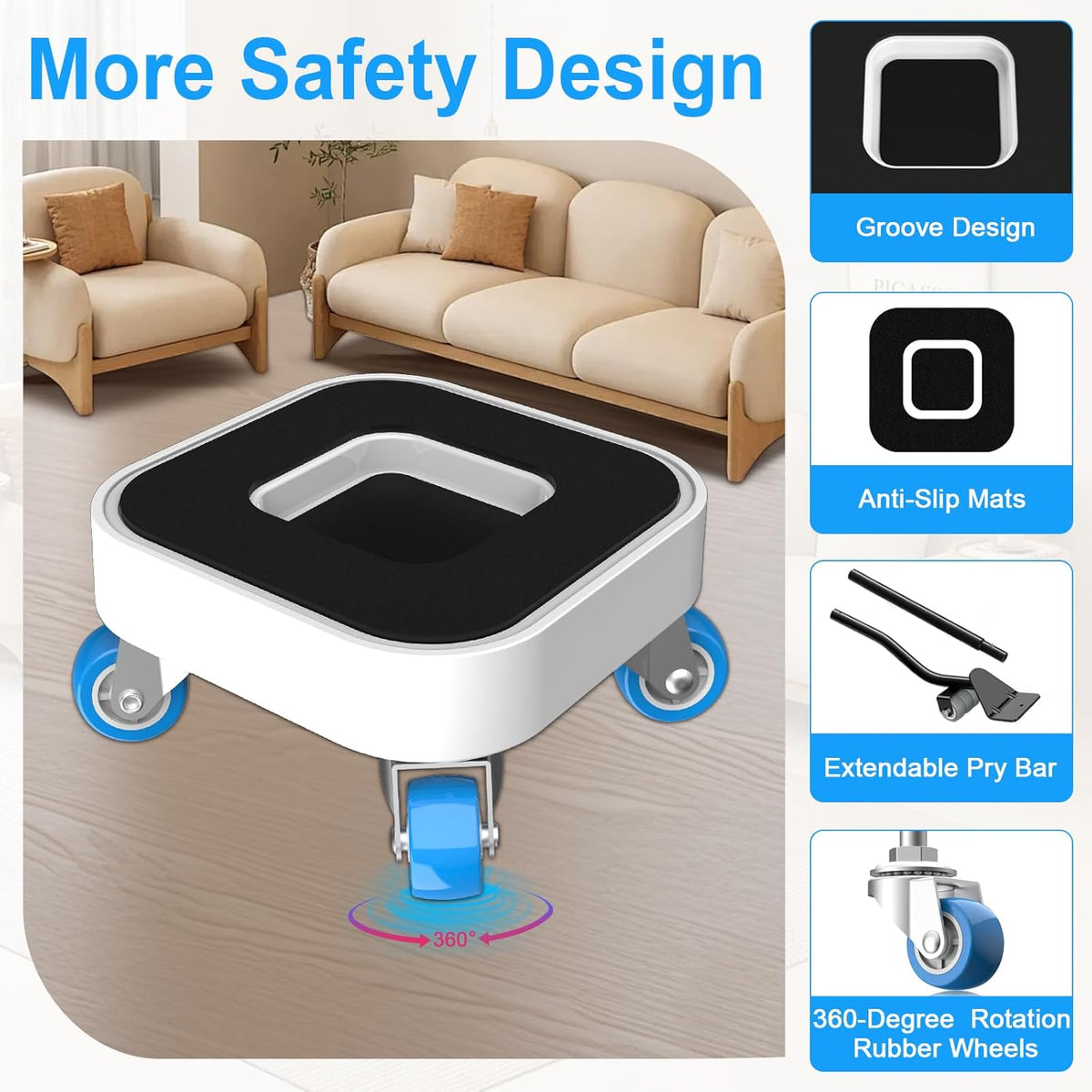 New Upgrade Furniture Sliders, Furniture Movers with Wheels, Furniture Lift Mover Tool Set with
