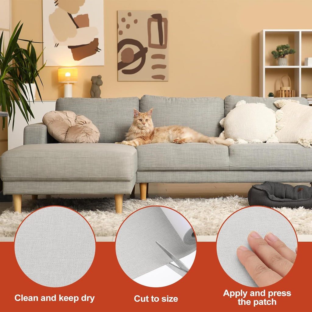 PATIKIL 70x4.4 Inch Linen Repair Tape, Repair Fabric Patch Self Adhesive Couch Patch Line Repair