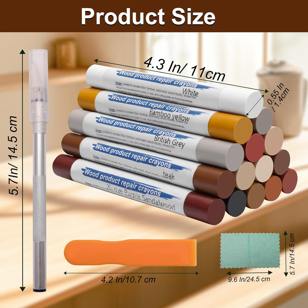 16+4P Wood Filler Sticks with 1P Box, 1P Knife, 1P Scraper and 1P Rag, Pletpet 16 Color Furniture