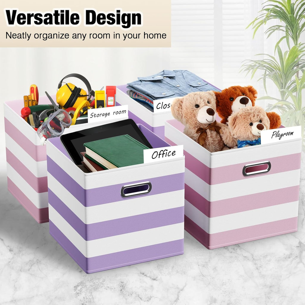 6 Pcs Fabric Storage Cubes with Metal Handle Back to School Classroom Supplies 11 Inch Macaron
