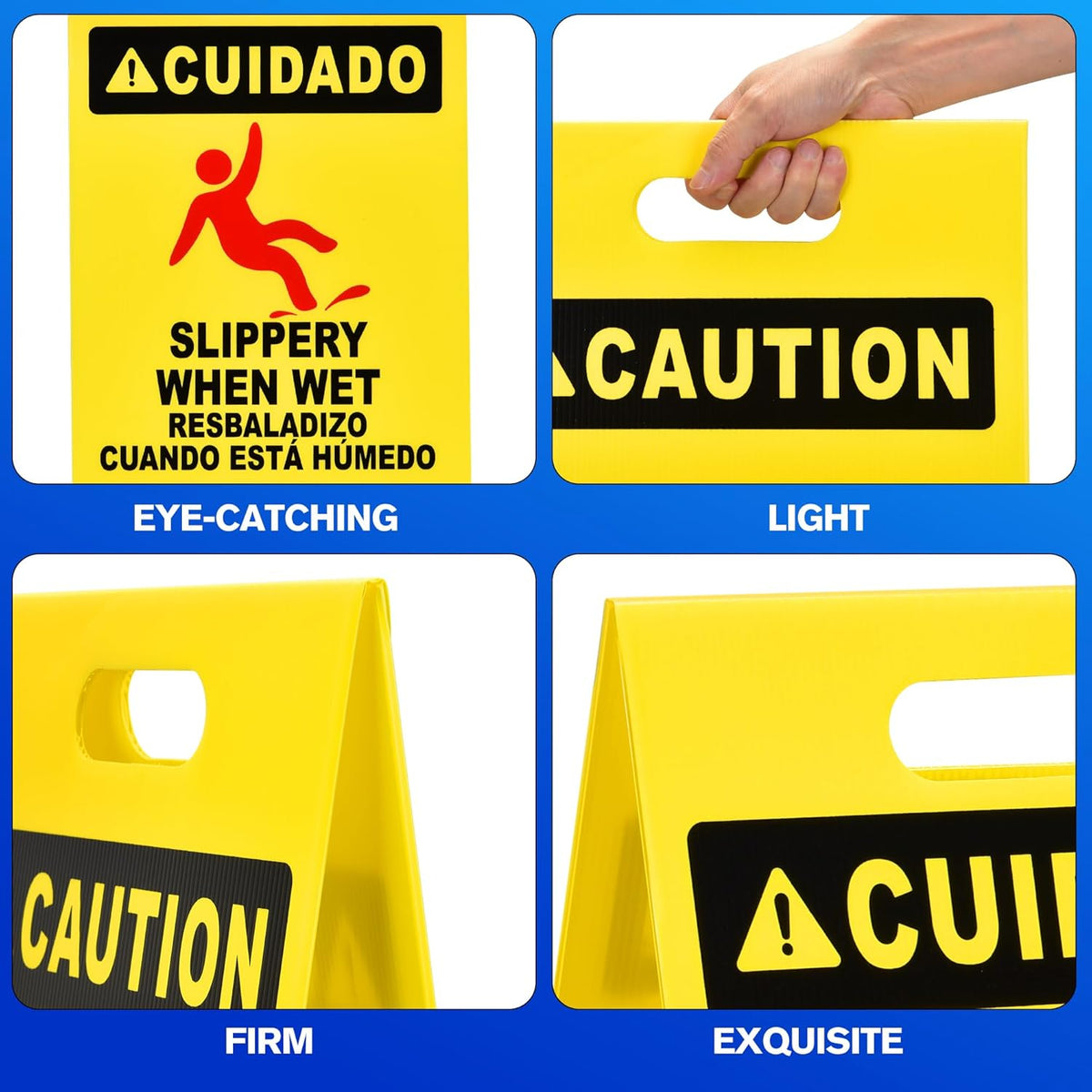 MATTHEW CLEANING 19'' Industrial Wet Floor Sign 6 Pack 2-Sided Durable Corrugated Plastic Birght