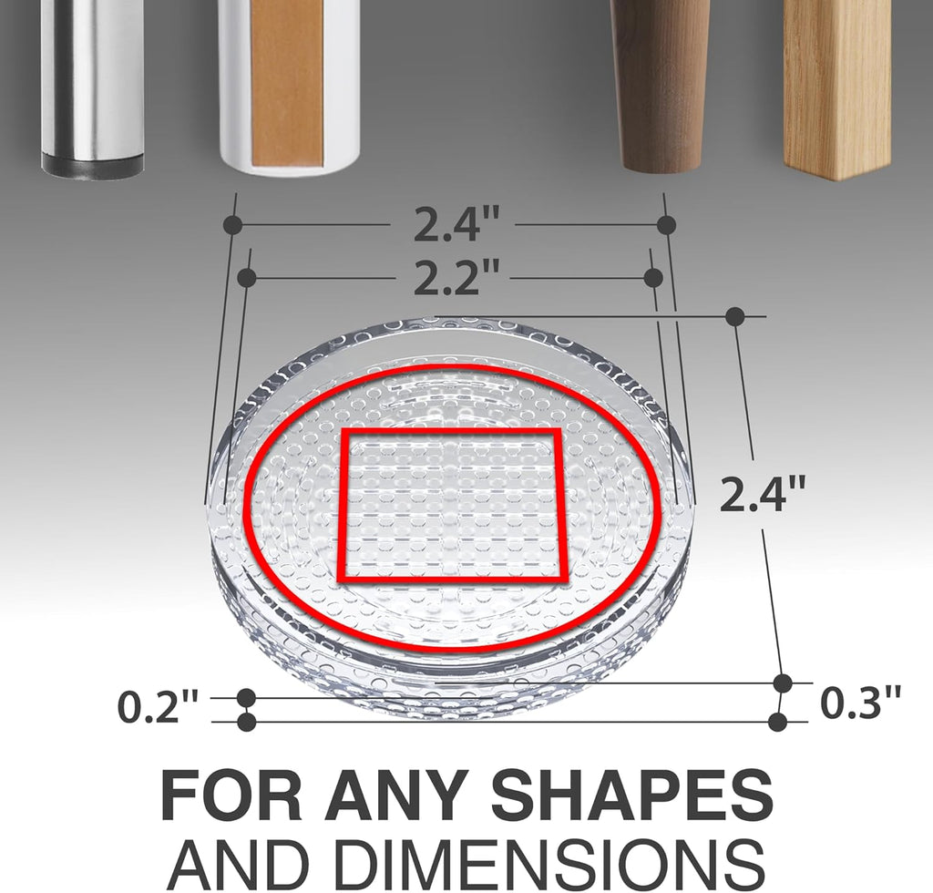 X-Protector Furniture Cups - 4 PCS 2.2" - Non Slip Furniture Pads for Hardwood Floors - Transparent