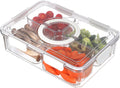Taiuloo Divided Serving Tray with Lid & Handle, Airtight 4 Compartment Snackle Box Charcuterie