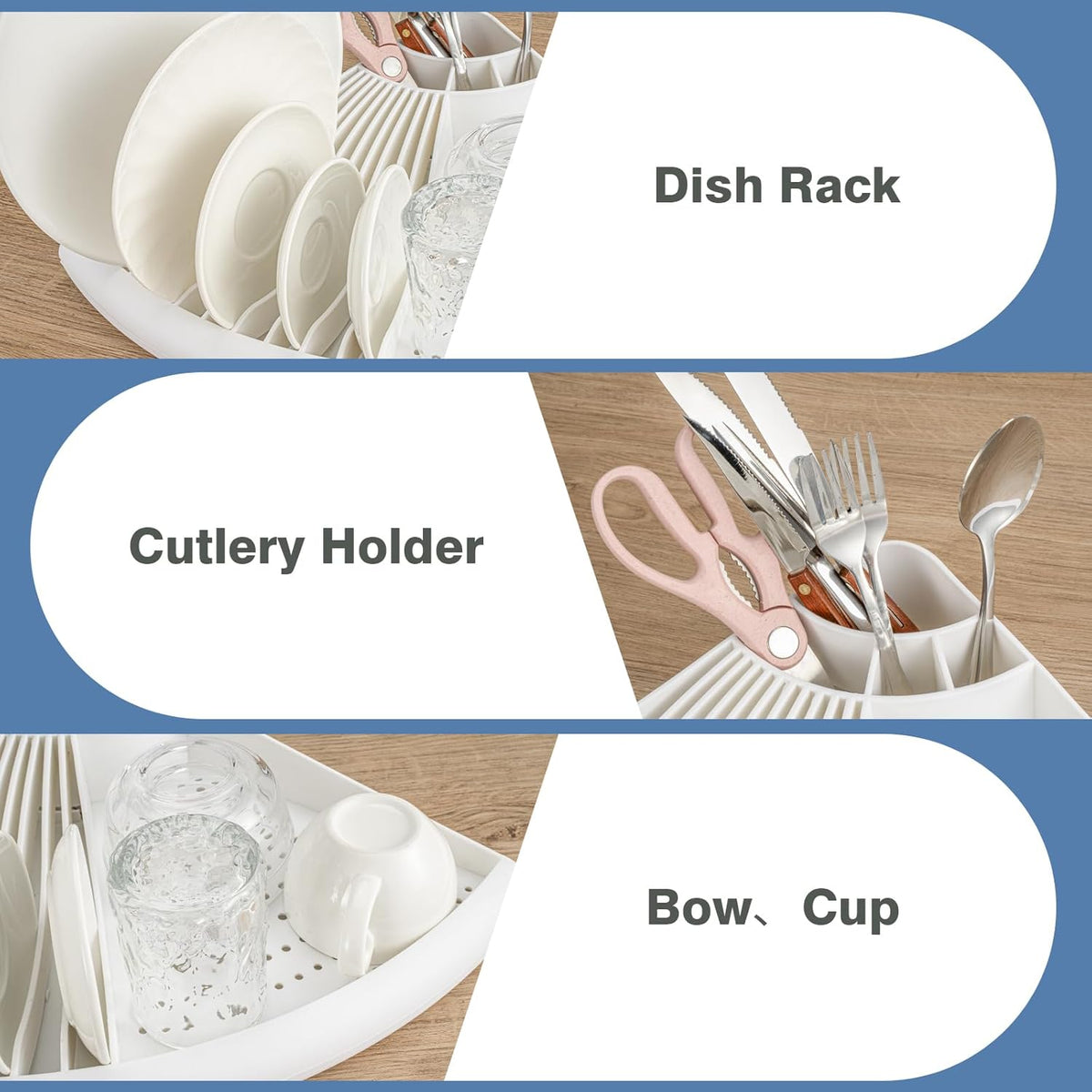 Dish Drying Rack - Plastic Corner Kitchen Dish Drying Rack,Multipurpose Sink Counter Storage Rack