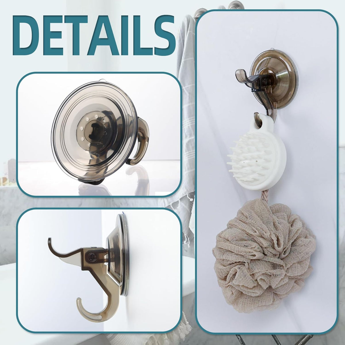Antimbee 10 Pack Reusable Suction Hooks, Removable Small Suction Cups for Shower, Bathroom, Glass