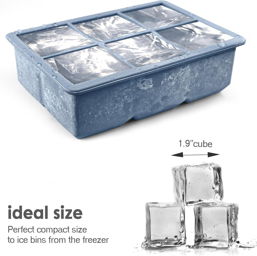 Silicone Ice Cube Trays 3 Pack - Large Size Silicone Ice Cube Molds with Leak Proof Removable Lid