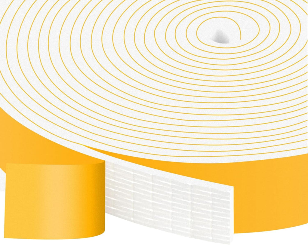 White Strong Adhesive Foam Sealing Weather Stripping, High Density Door Insulation Strip, Closed