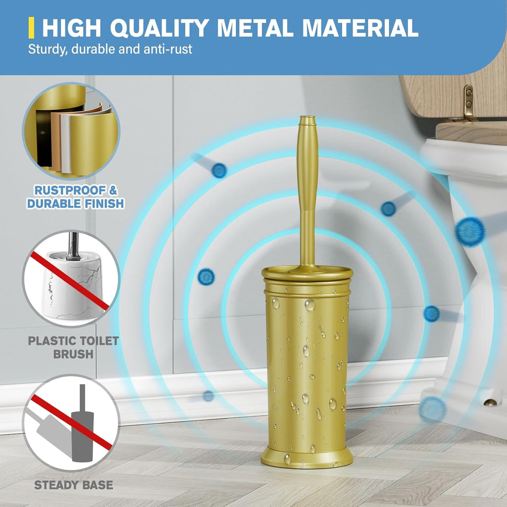 UPTRONIC Toilet Brush, Aluminum Alloy Toilet Brush and Holder Set with Extra Long Handle Durable
