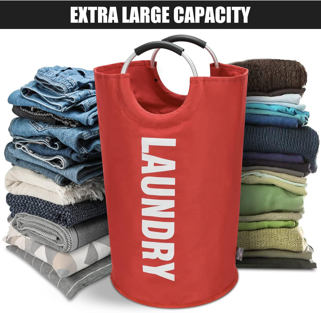 DOKEHOM 125L X-Large Collapsible Washing Laundry Basket Bag (7 Colors) for Bedroom, Fabric (Red, XL)