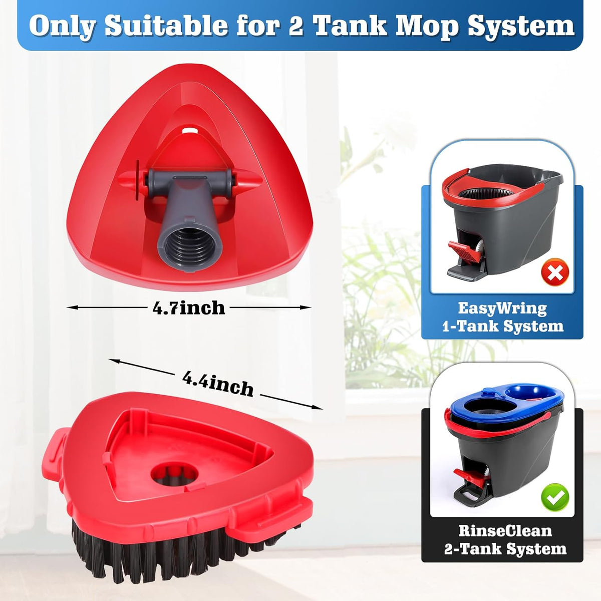 4 Pack Spin Mop Replacements Heads Compatible for Oceda RinseClean 2-Tank System,Microfiber Spin