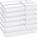 Criusia Drawer Organizer, 18 Pack Large Clear Plastic Kitchen Drawer Organizers Set, 6 Size