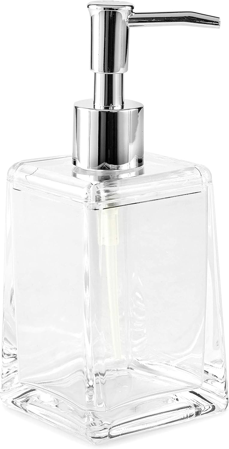 Huang Acrylic Clear Square Tapered Soap Dispenser Crystal Clear Acrylic | Sturdy and Elegant