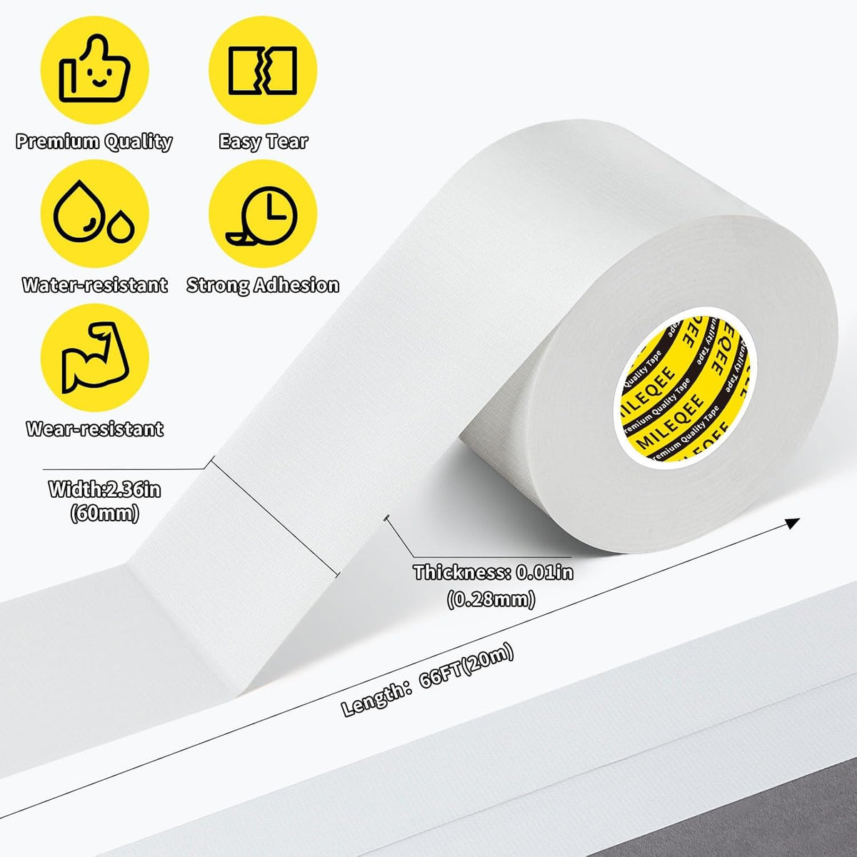 Duct Tape Heavy Duty Single Sided, Strong Adhesive High Strength, Waterproof Mesh Tape for Indoor