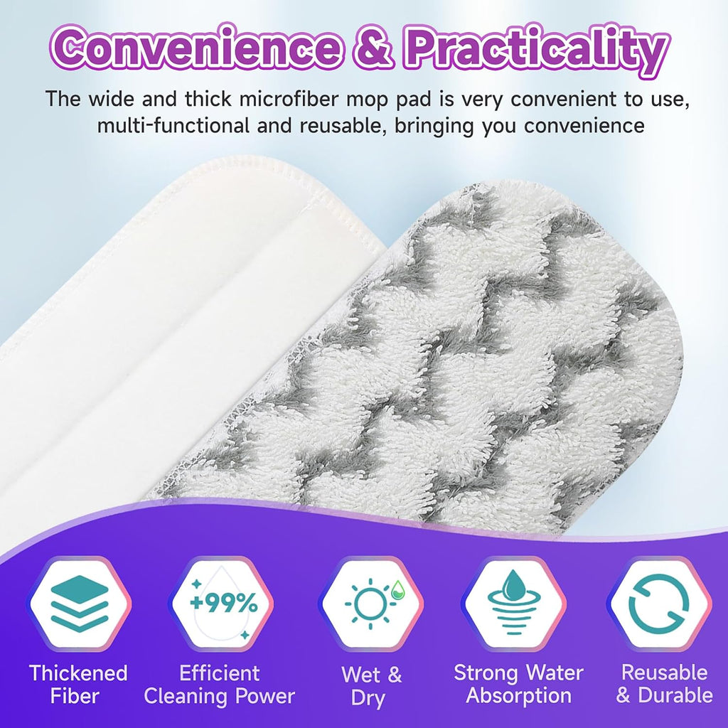 8 Pack Reusable Mop Replacement Pads Compatible for Swiffer PowerMop Spray Mop, Dry Wet Mopping