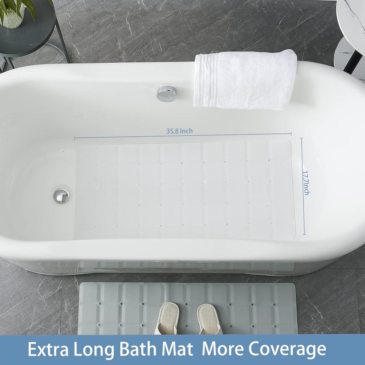Foldable Silicone Bathtub Mat: Jumbo Size Heavy Duty Safety Bath Mat for Tub Without Suction Cups