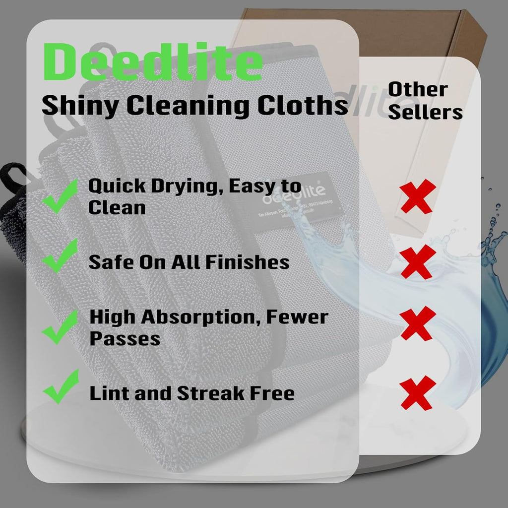 Shiny Bath Wipes Shower Cleaning Cloths, Premium Car Drying Towel | Ultra Absorbent Twisted-Loop