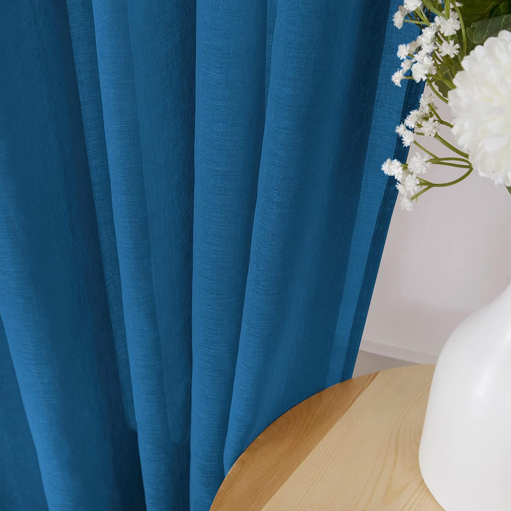 Tollpiz Sheer Tier Curtains Kitchen Linen Textured Half Curtain Sheers Light Filtering Rod Pocket