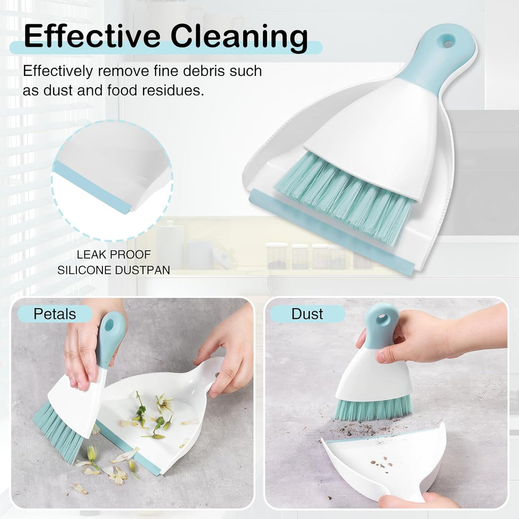 NACENA Mini Dustpan and Brush Set, Small Broom and Dustpan Set Dust Pan and Mini Hand Broom Dustpan