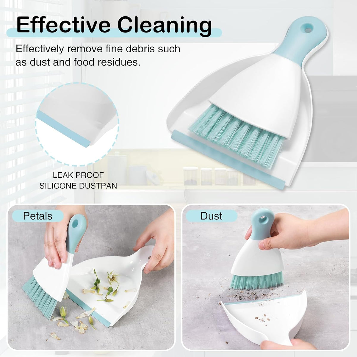NACENA Mini Dustpan and Brush Set, Small Broom and Dustpan Set Dust Pan and Mini Hand Broom Dustpan