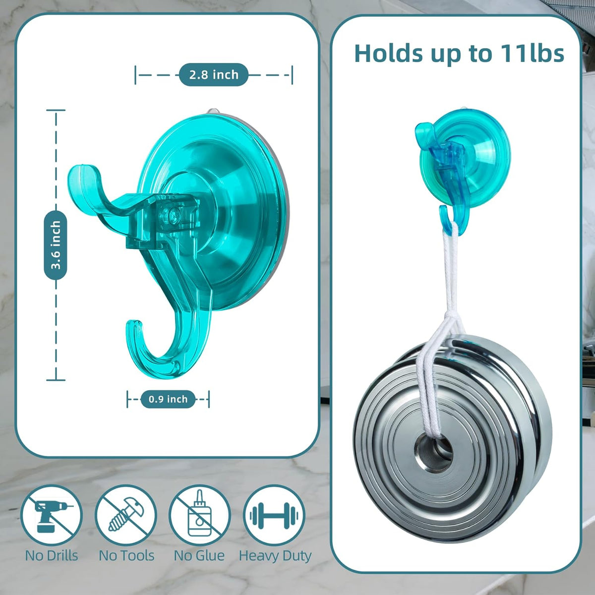 Antimbee Suction Cup Hooks,10 Pack Clear Shower Suction Hooks, Heavy Duty Vacuum Suction Cups