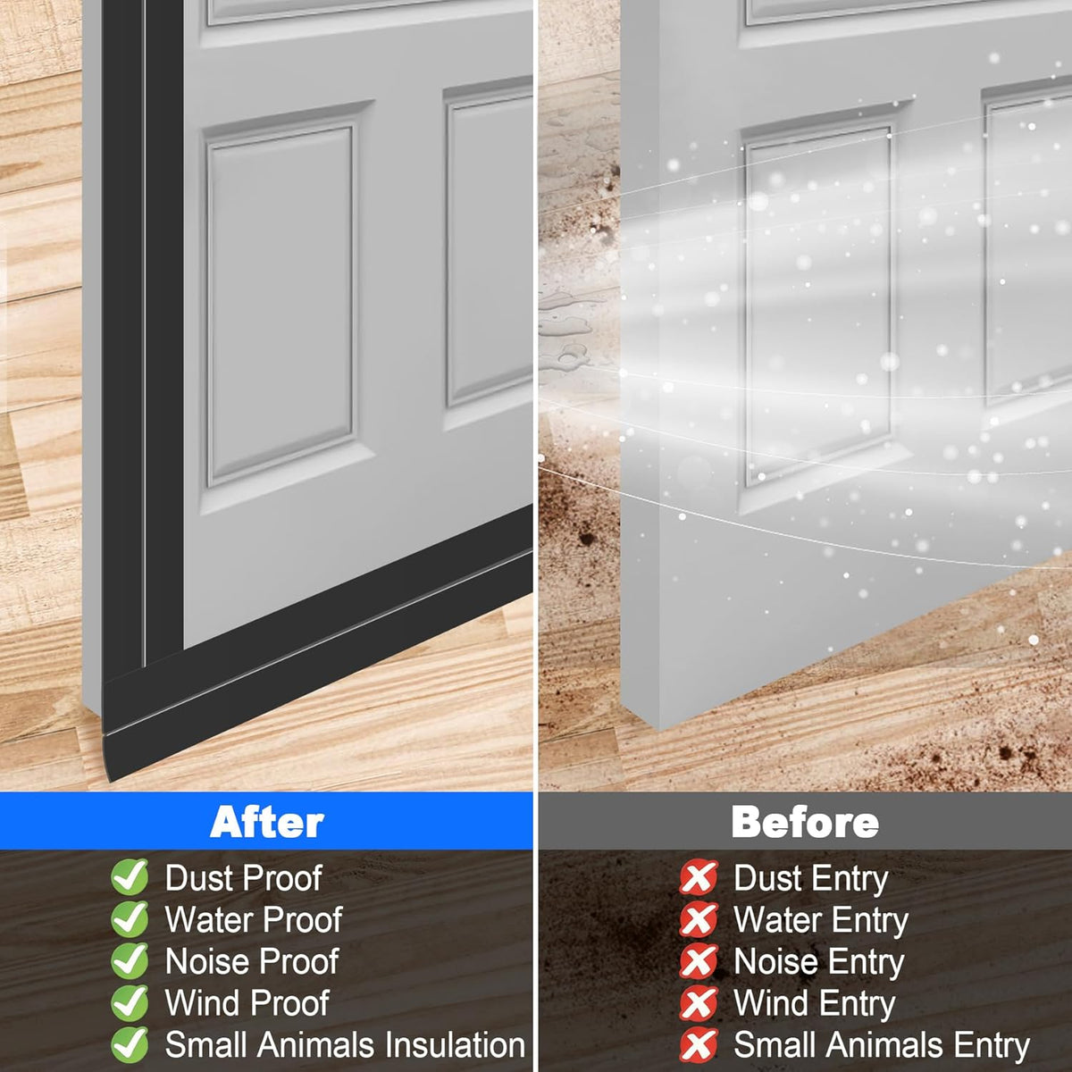 ToLanbbt Weather Stripping Silicone Door Seal Strip 1 in x 20 ft Door Draft Stopper Self Adhesive