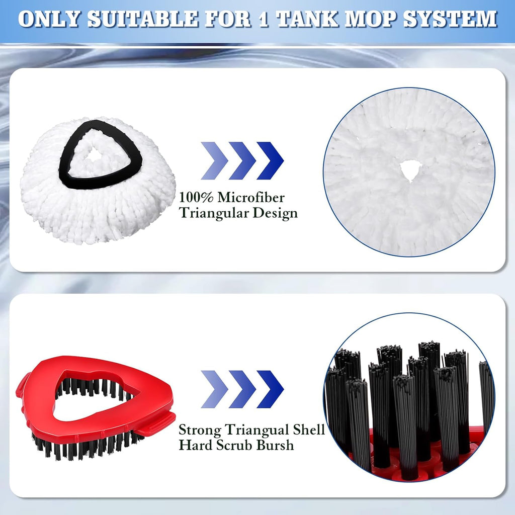 2 Pcs Mop Scrub Brush Head and 1 Mop Base Part Part Replacement Compatible with Oceda EasyWring 1