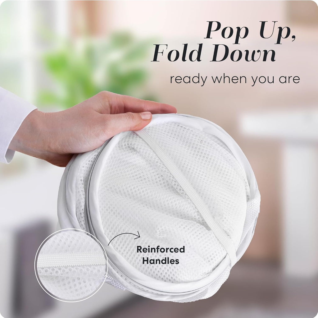 Handy Laundry Collapsible Mesh Pop Up Hamper with Wide Opening and Side Pocket - Breathable