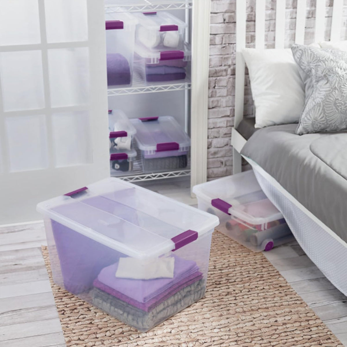 Sterilite 6 Pack 66 Quart ClearView Latch Box, Stackable Organizer Bins with Latching Lids - Clear