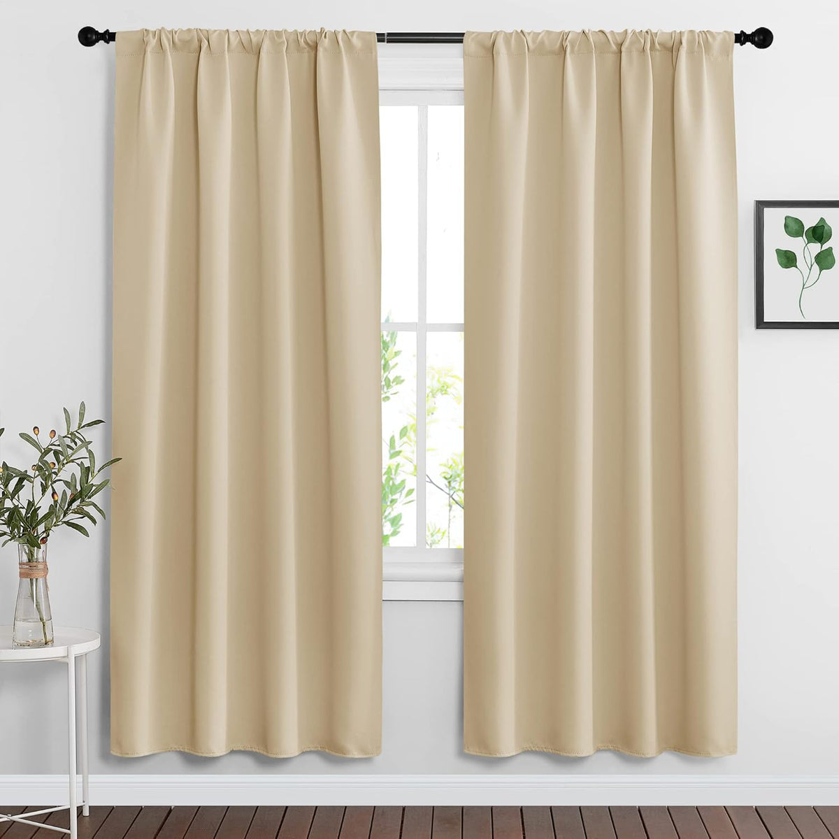 RYB HOME Blackout Shades Curtains Window Dressing (Width 42 by Height 72 in, Biscotti Beige, 2 Pcs)