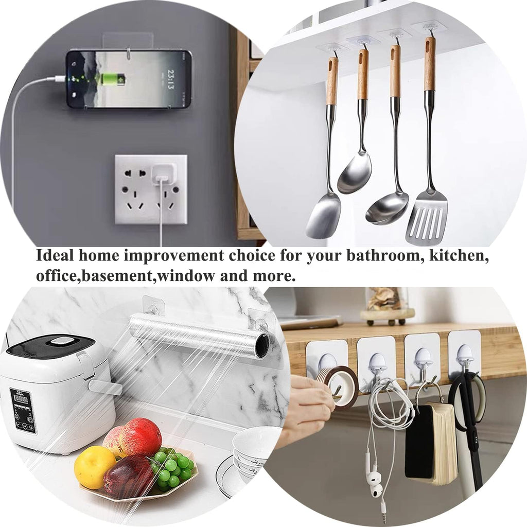 JINSHUNFA Adhesive Wall Hooks for Hanging Heavy Duty Towel Coat Hooks Waterproof Transparent Hook