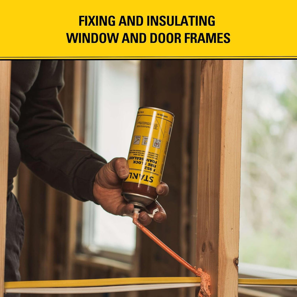Stanley F952 Fire Block Spray Foam – (1x12oz) Fire Rated Expanding Polyurethane Foam Sealant for