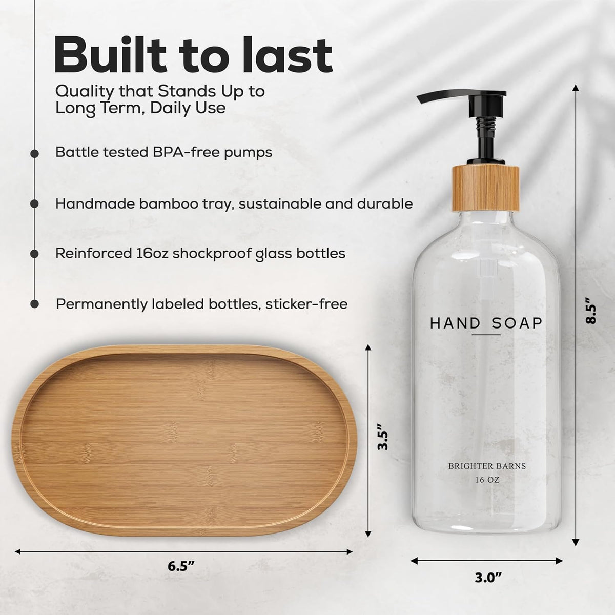 Clear Glass Hand and Dish Soap Dispenser Set by Brighter Barns - Kitchen Soap Dispenser Set with