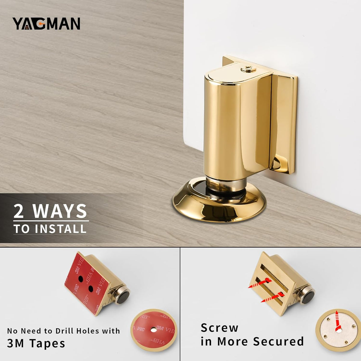 3 Pack Magnetic Door Stoppers Retractable Bottom of Door Holder No Drilling Mount Floor Door Stop