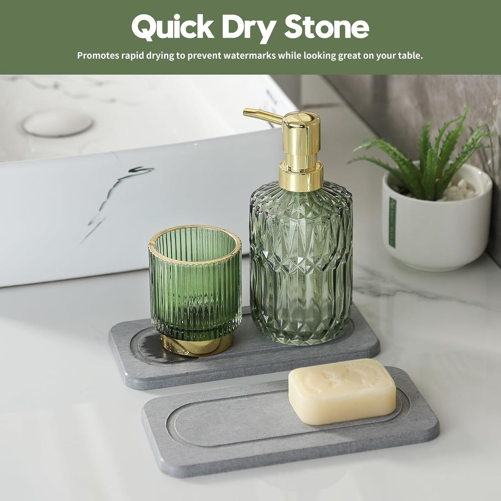 2Pack Diatomite Stone Water Absorbing Sink Tray for Kitchen & Bathroom Counter, Quick Dry Soap Dish
