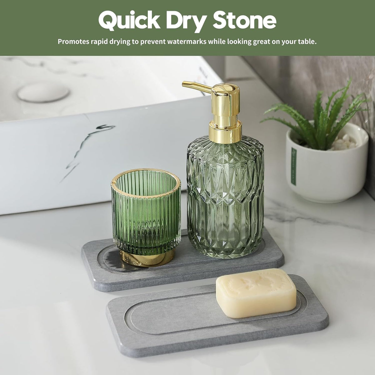 2Pack Diatomite Stone Water Absorbing Sink Tray for Kitchen & Bathroom Counter, Quick Dry Soap Dish