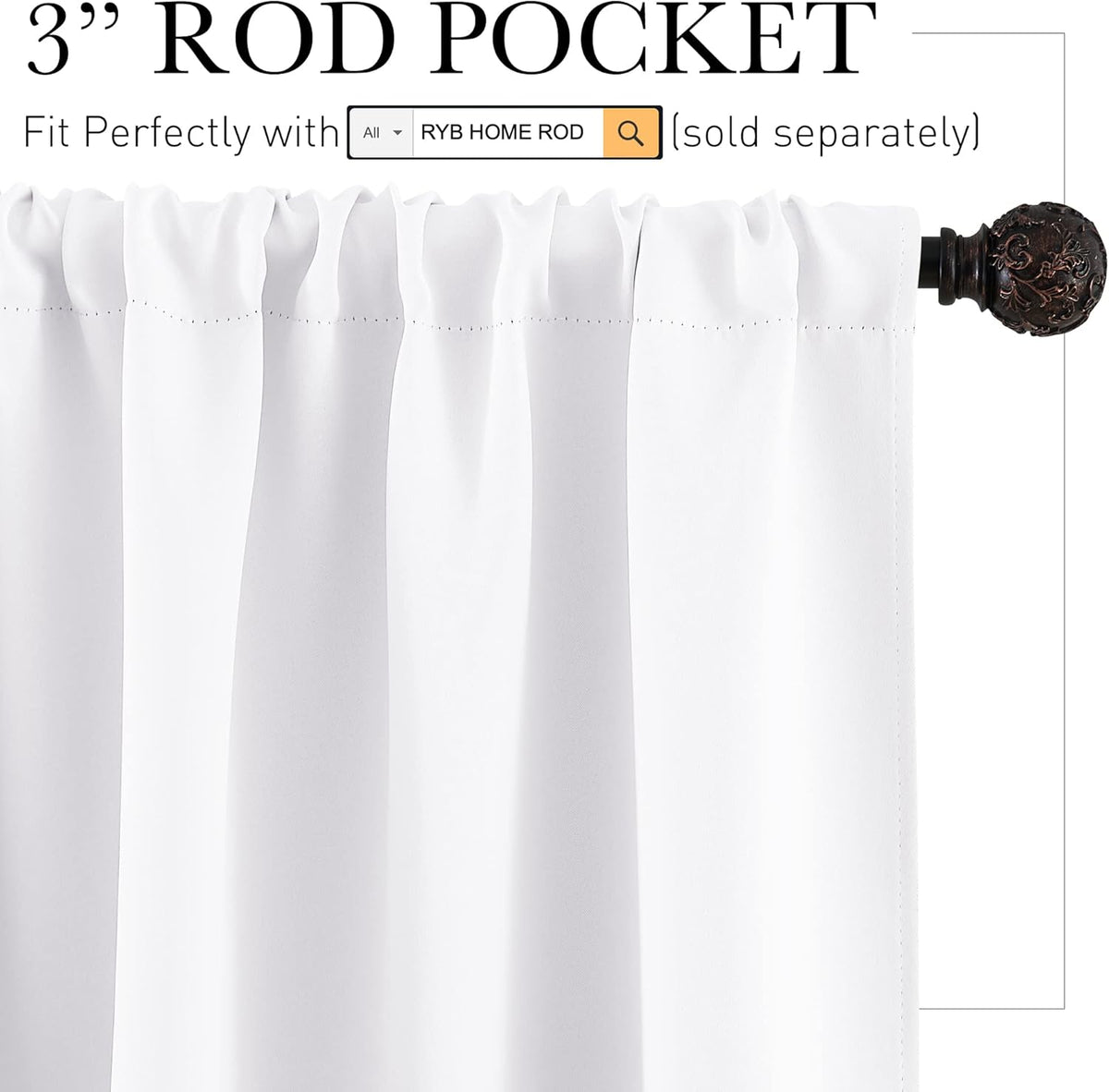 RYB HOME Window Curtains for Kitchen - Room Darkening Privacy Thermal Insulated Drapes for Bedroom