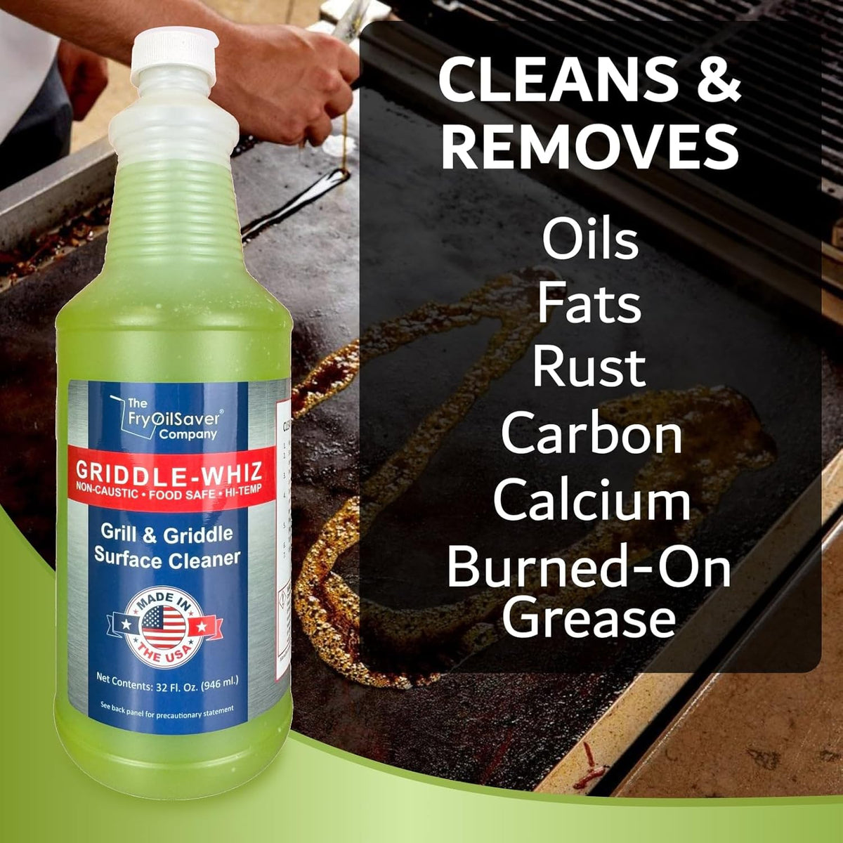 Griddle-Whiz Grill & Griddle Cleaner (4-Pack) | Removes Grease, Food Residue, Burnt On Organics |