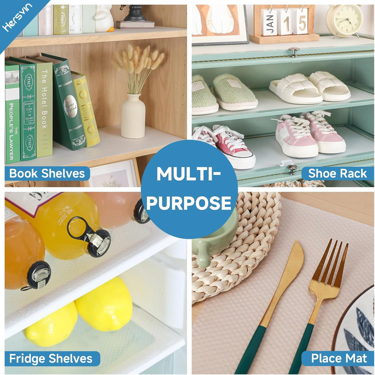 Shelf Liners Drawer Liner for Kitchen Cabinets Non-Adhesive Non Slip, Refrigerator Mats for