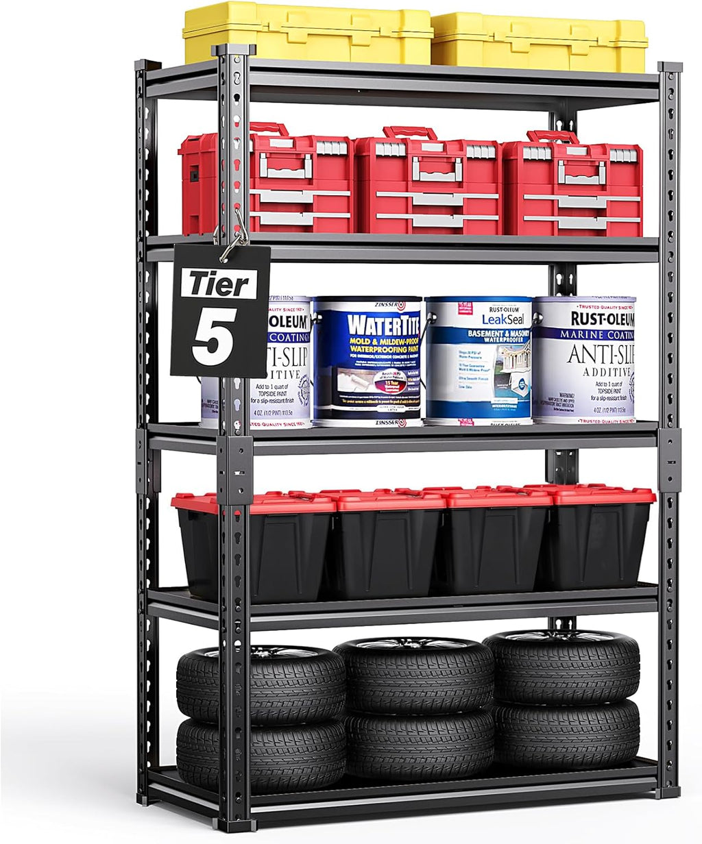 TigerParty 2050LBS Heavy Duty Garage Shelving, 5-Tier Adjustable Storage Shelves, Metal Shelving