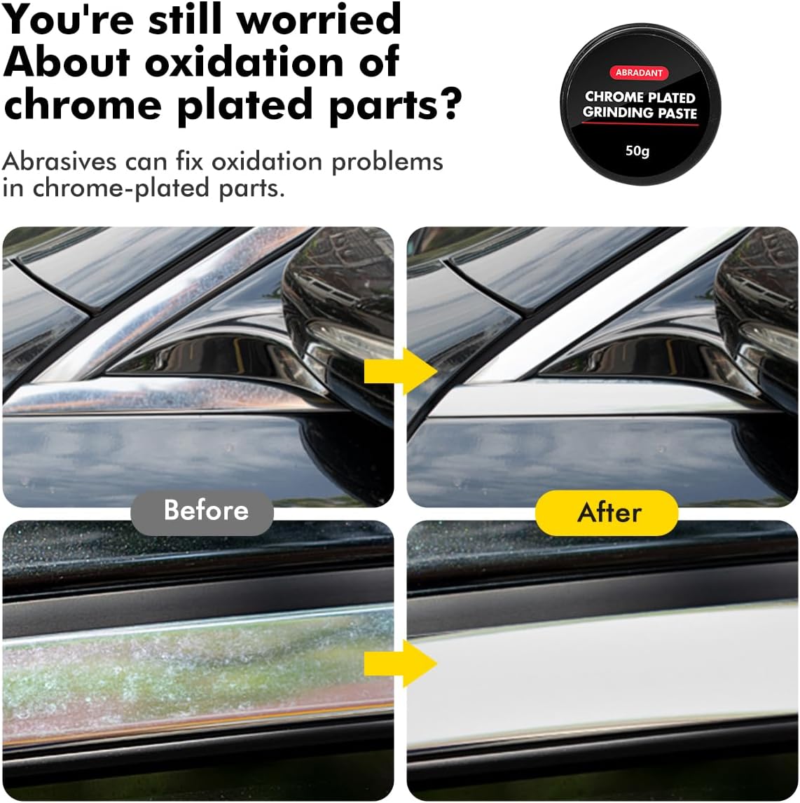 Metal Polish Restorer and Protectant, Chrome Cleaner and Polish for Cars, Removes Oxidation and