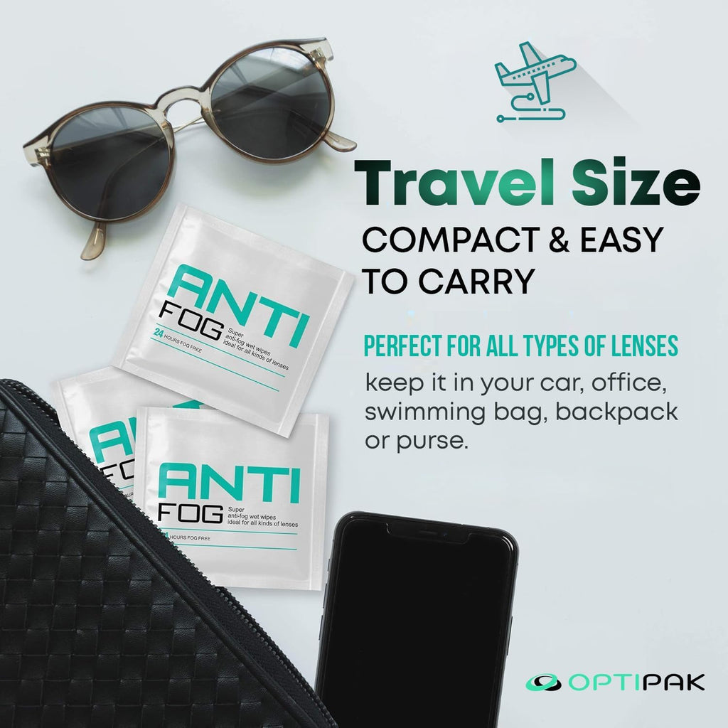 Opti-Pak Anti-Fog Pre-moistened Wipes for Glasses, Binoculars, Face Shields, Ski Masks or Swim