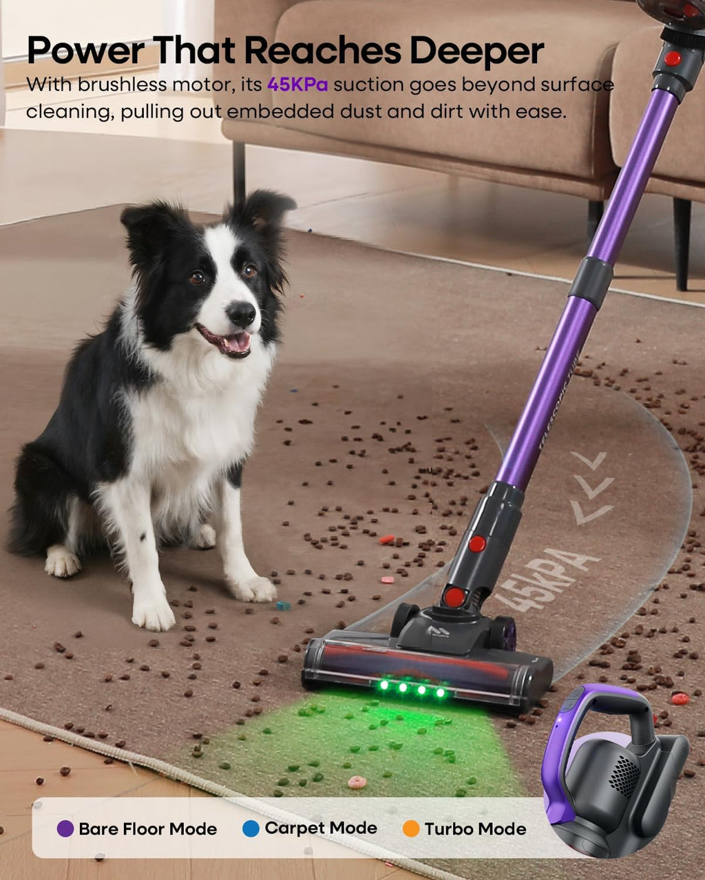AlloyMove Cordless Vacuum Cleaner 45KPA, Up to 60mins Runtime Lightweight Powerful Suction Vacuum