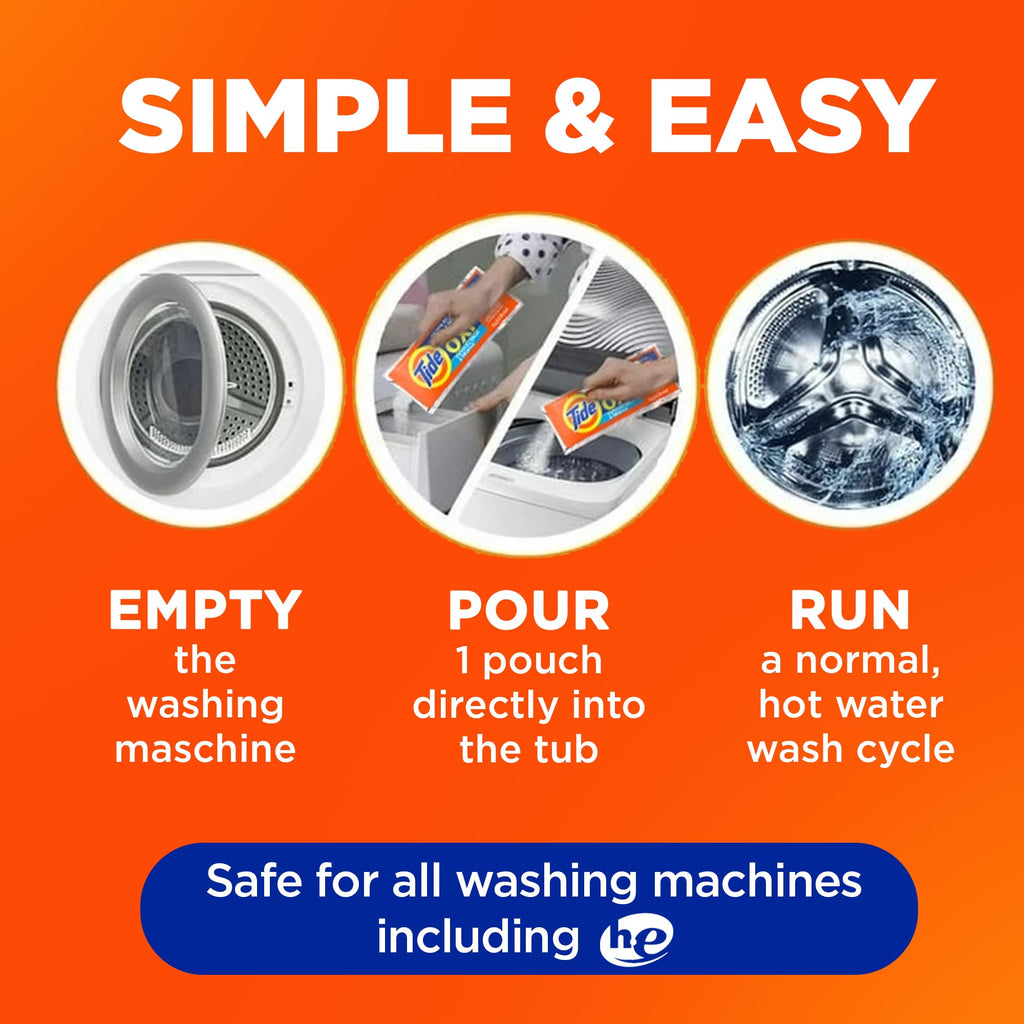 Tide Washing Machine Cleaner 52 Week Supply with Oxi for Front and Top Loader Washer Machines, Deep