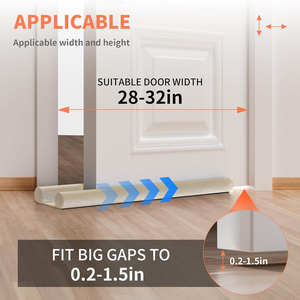 Upgraded Door Draft Stopper for Bottom of Door, Under Door Gap Filler for Big Gap, No Folding