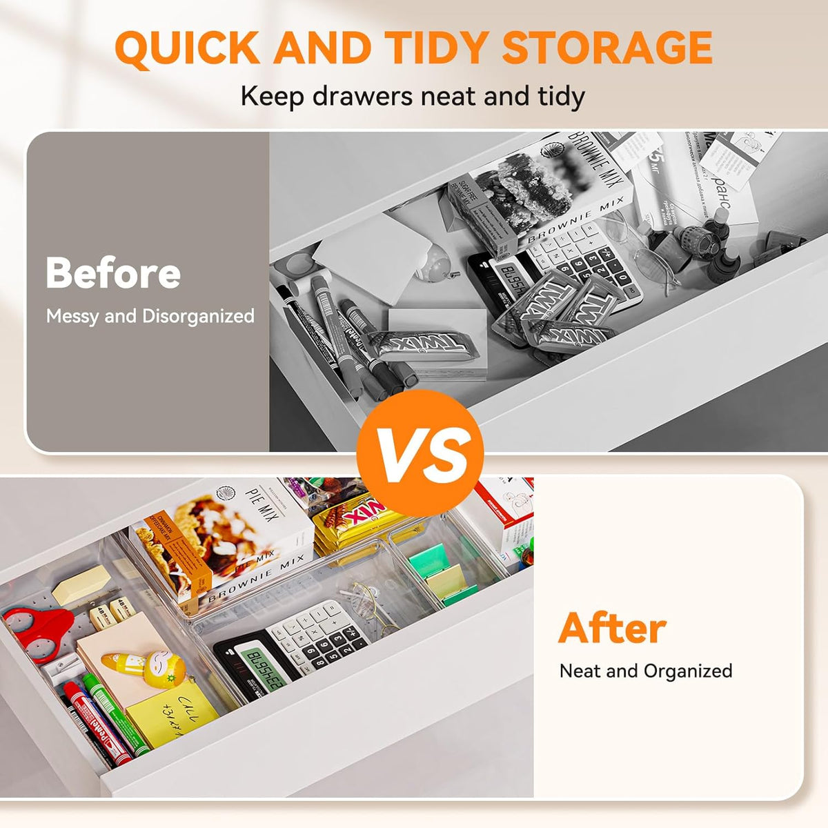 Criusia Utensil Drawer Organizer for Kitchen, 8 Pack Silverware Organizer Utensil Holder, Clear
